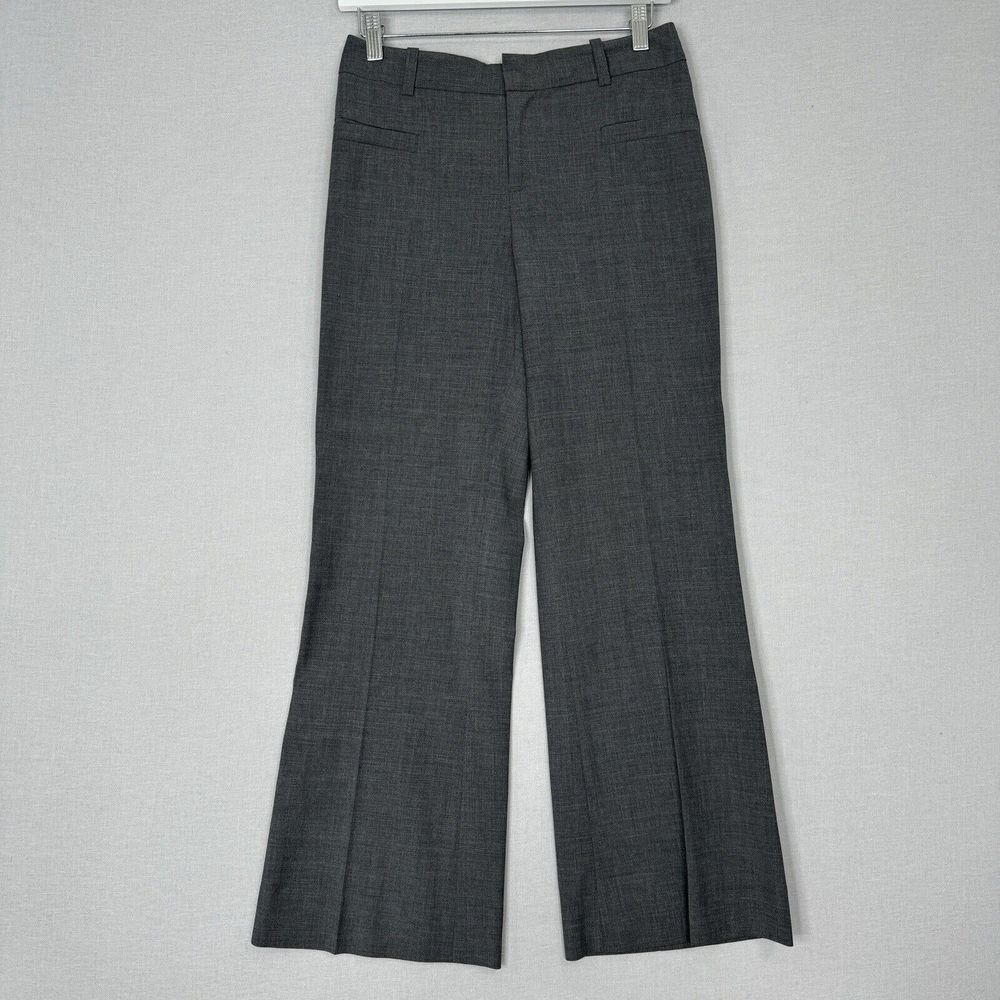 Club Monaco Womens Dress Pants 6 Gray Wool Blend Flare Wide Leg Trouser Career